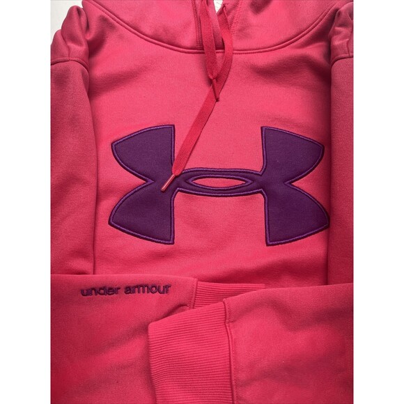Women’s Large Under Armour Pink/purple Logo Longer Length Hoodie - Picture 2 of 3